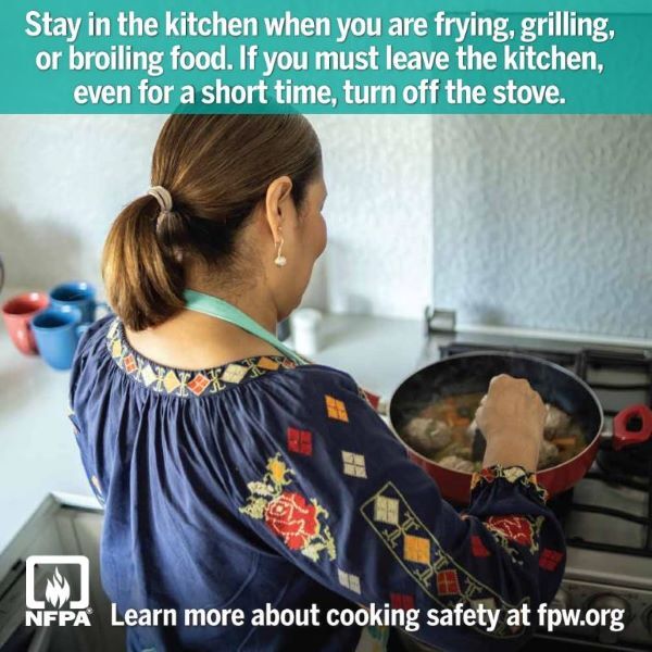 Cooking Safety Week. Information in the image is in the text above. 