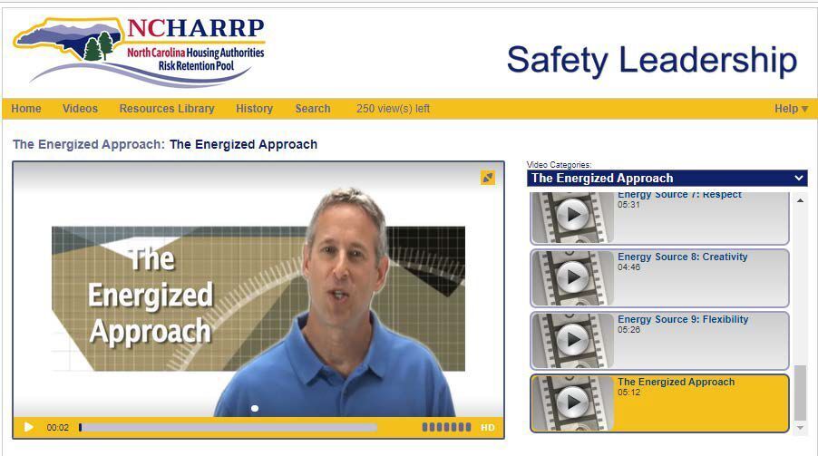 Web page showing NCHARRP leadership with a man talking talking about the engergized approach. 