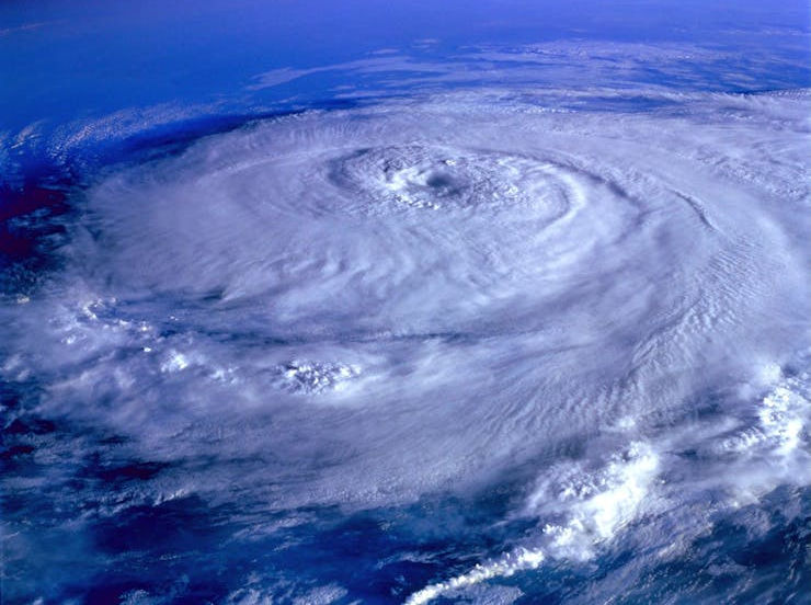 View of a hurricane from space.